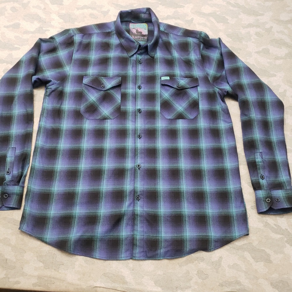 Dixxon Flannel Shirt Men 2XL Tall Purple Plaid D-Tech Long Sleeve Button-Up